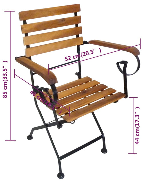 Загрузите изображение в средство просмотра галереи, Scaune de grădină pliabile, 4 buc., oțel și lemn masiv acacia - Lando
