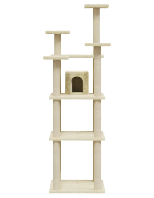 Încărcați imaginea în vizualizatorul Galerie, Ansamblu pisici cu stâlpi din funie de sisal, crem, 171 cm Lando - Lando
