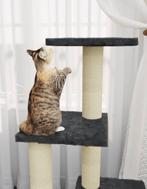 Загрузите изображение в средство просмотра галереи, Ansamblu pisici cu stâlpi din funie de sisal, gri închis, 92 cm Lando - Lando
