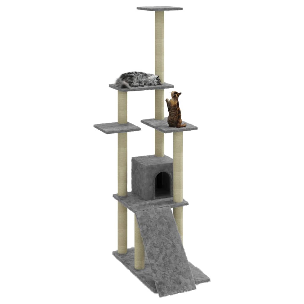 Ansamblu pisici, stâlpi din funie sisal, gri deschis, 155 cm Lando - Lando