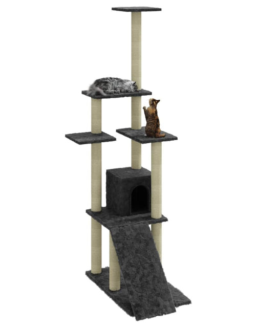 Загрузите изображение в средство просмотра галереи, Ansamblu pisici cu stâlpi din funie de sisal, gri închis,155 cm Lando - Lando
