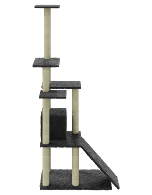 Загрузите изображение в средство просмотра галереи, Ansamblu pisici cu stâlpi din funie de sisal, gri închis,155 cm Lando - Lando
