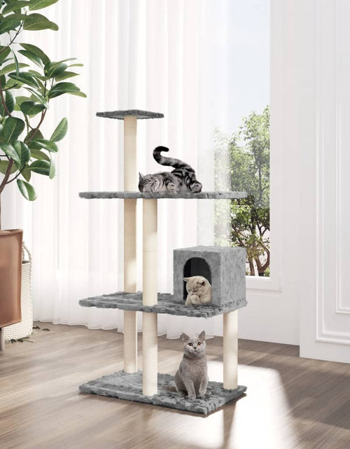 Încărcați imaginea în vizualizatorul Galerie, Ansamblu pisici cu stâlpi din funie sisal, gri deschis, 119 cm Lando - Lando

