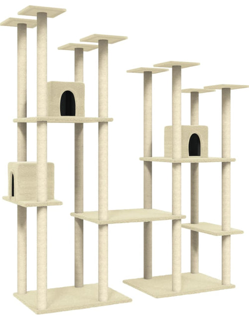 Încărcați imaginea în vizualizatorul Galerie, Ansamblu pisici cu stâlpi din funie de sisal, crem, 174 cm Lando - Lando
