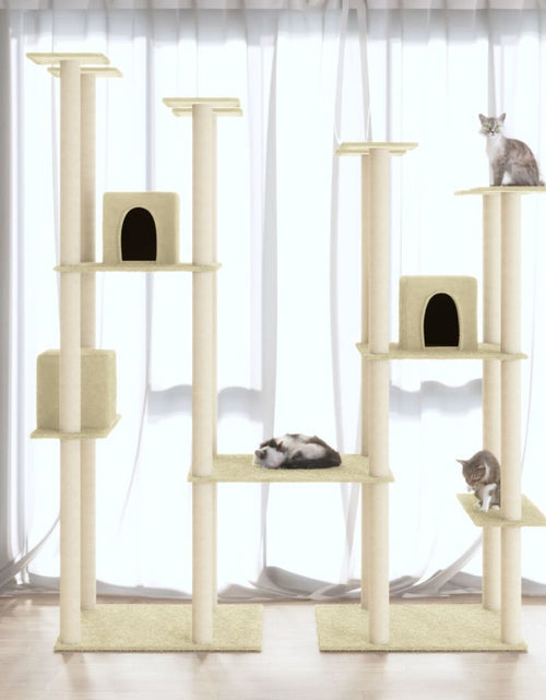 Загрузите изображение в средство просмотра галереи, Ansamblu pisici cu stâlpi din funie de sisal, crem, 174 cm Lando - Lando
