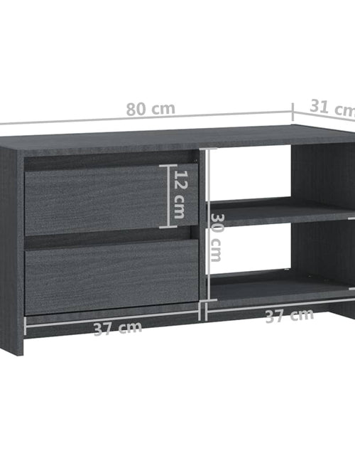 Загрузите изображение в средство просмотра галереи, Comodă TV, gri, 80x31x39 cm, lemn masiv de pin Lando - Lando
