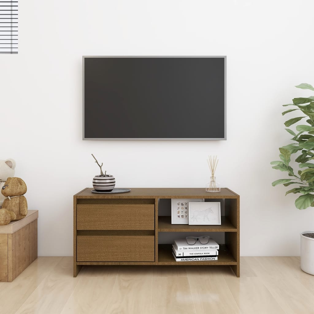 Comodă TV, maro miere, 80x31x39 cm, lemn masiv de pin Lando - Lando