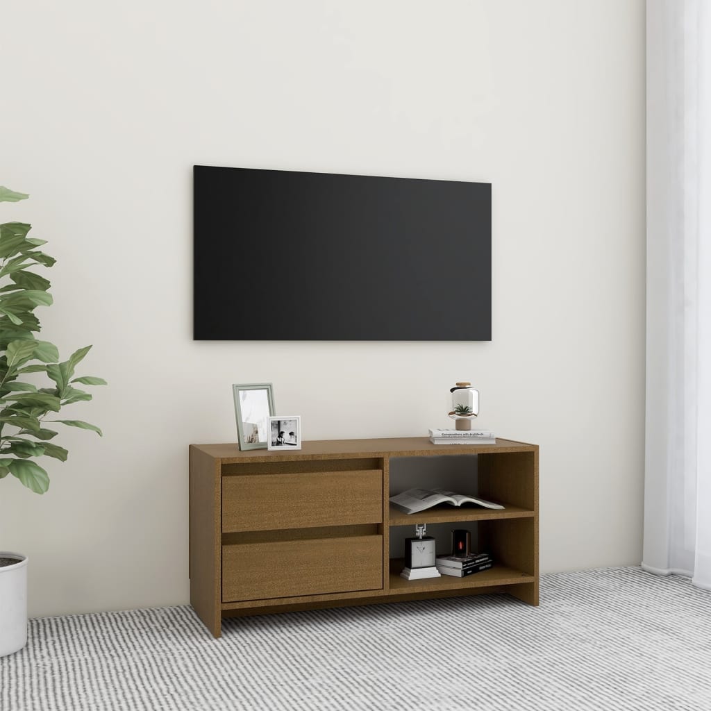 Comodă TV, maro miere, 80x31x39 cm, lemn masiv de pin Lando - Lando
