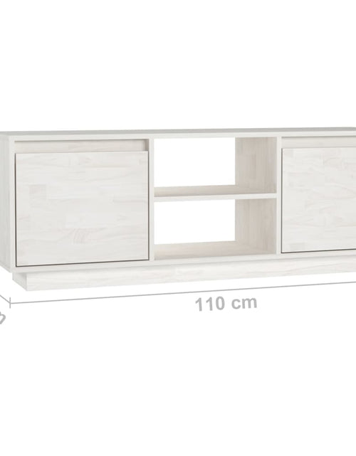 Загрузите изображение в средство просмотра галереи, Comodă TV, alb, 110x30x40 cm, lemn masiv de pin Lando - Lando
