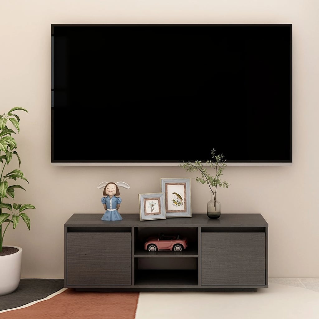 Comodă TV, gri, 110x30x40 cm, lemn masiv de pin Lando - Lando