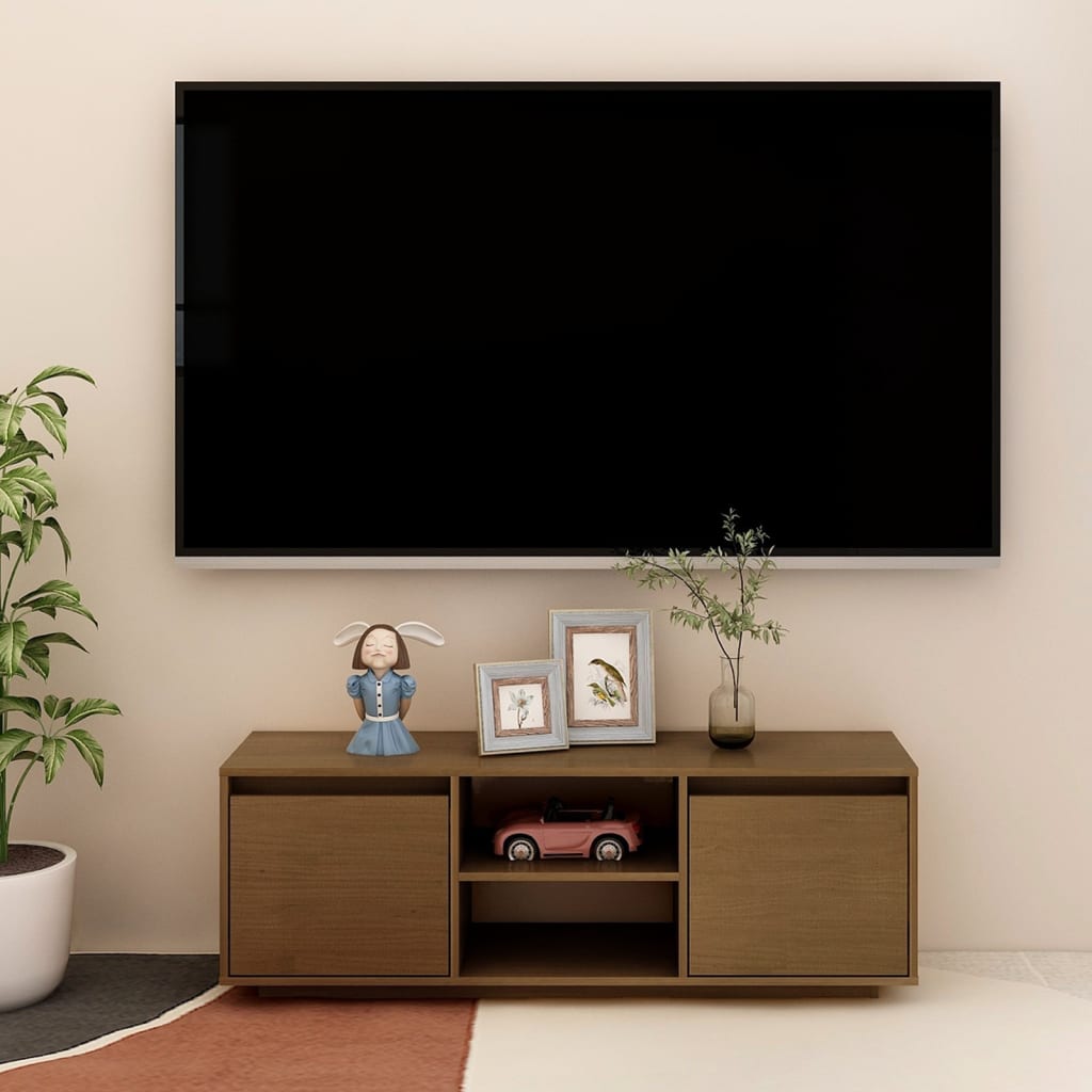 Comodă TV, maro miere, 110x30x40 cm, lemn masiv de pin Lando - Lando