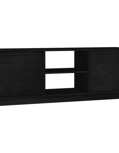 Încărcați imaginea în vizualizatorul Galerie, Comodă TV, negru, 110x30x40 cm, lemn masiv de pin Lando - Lando
