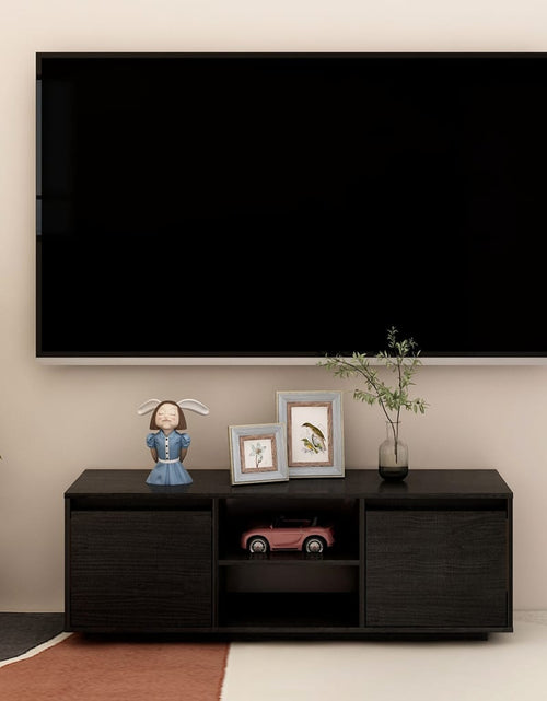Încărcați imaginea în vizualizatorul Galerie, Comodă TV, negru, 110x30x40 cm, lemn masiv de pin Lando - Lando
