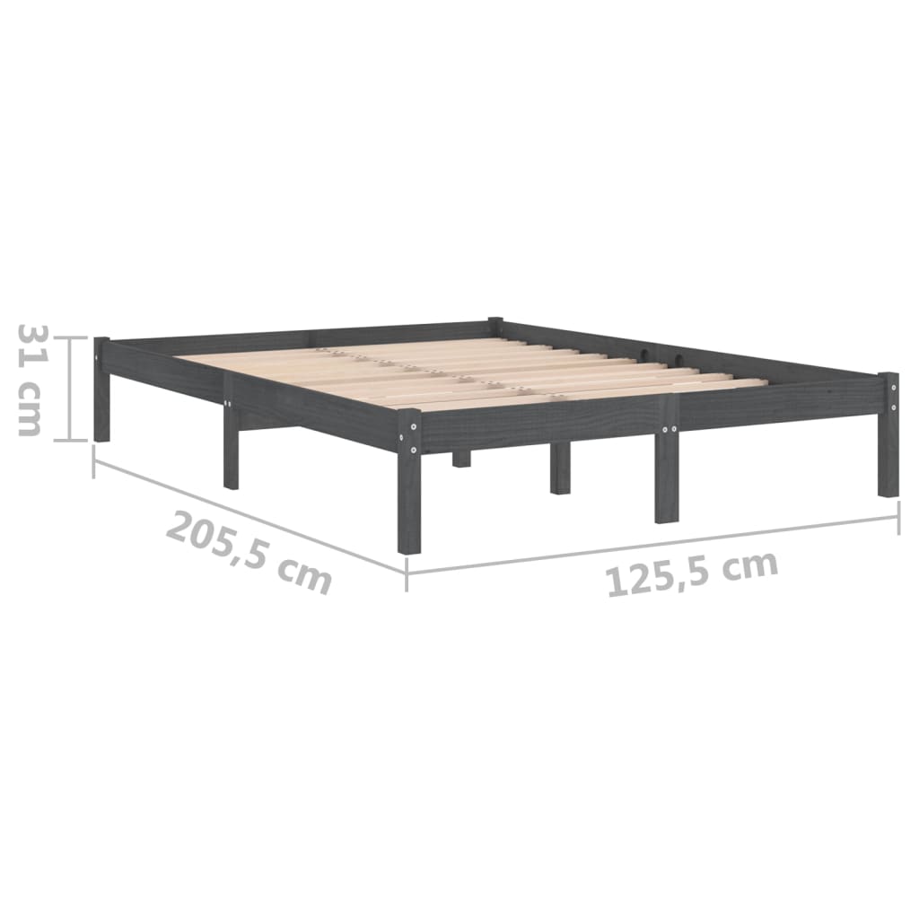 Cadru de pat, gri, 120x200 cm, lemn masiv de pin - Lando