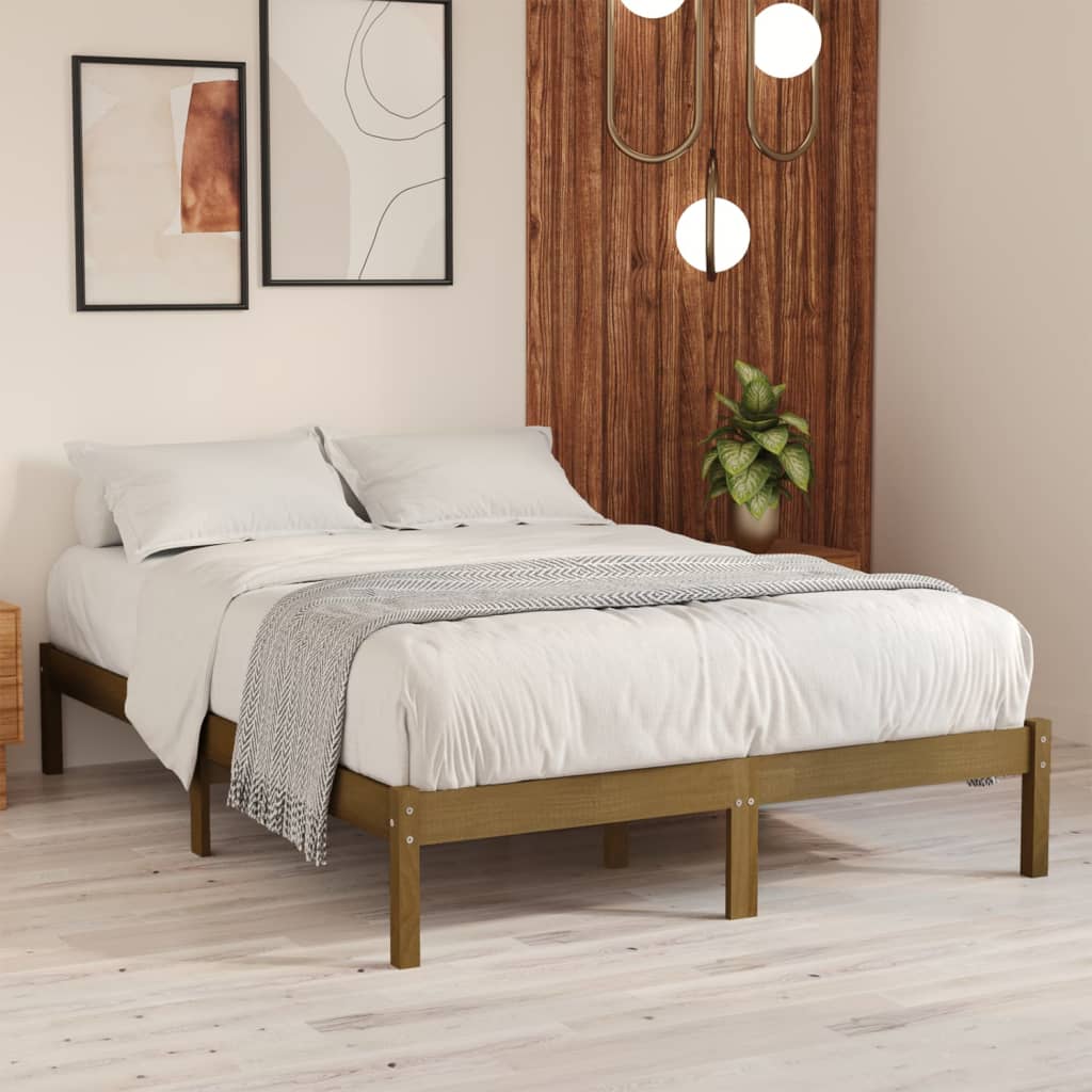 Cadru de pat, maro miere, 120x200 cm, lemn masiv de pin - Lando