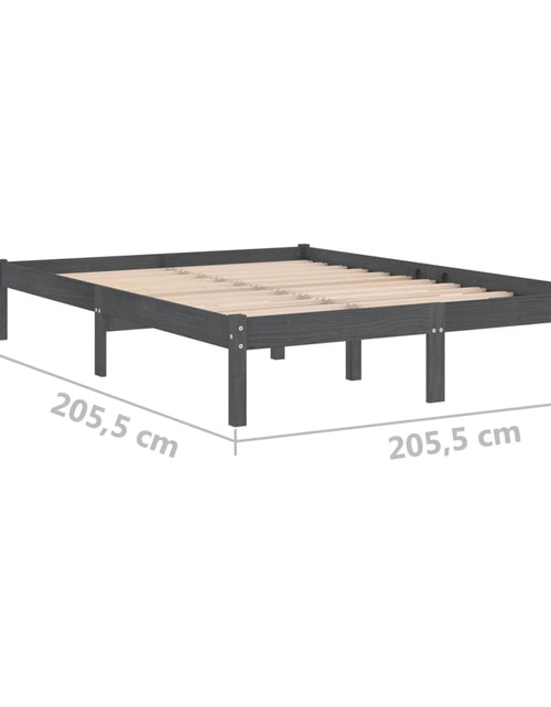 Загрузите изображение в средство просмотра галереи, Cadru de pat, gri, 200x200 cm, lemn masiv de pin - Lando
