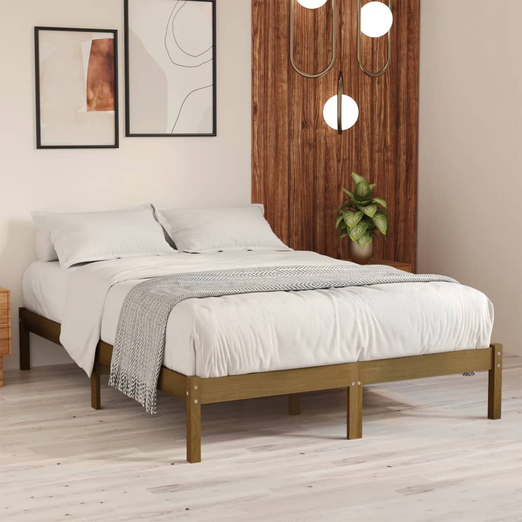 Cadru de pat, maro miere, 200x200 cm, lemn masiv de pin - Lando