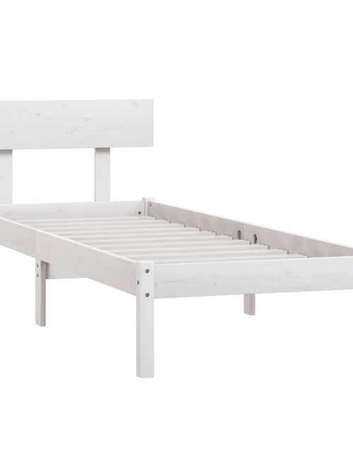 Încărcați imaginea în vizualizatorul Galerie, Cadru de pat UK Single, alb, 90x190 cm, lemn masiv de pin - Lando
