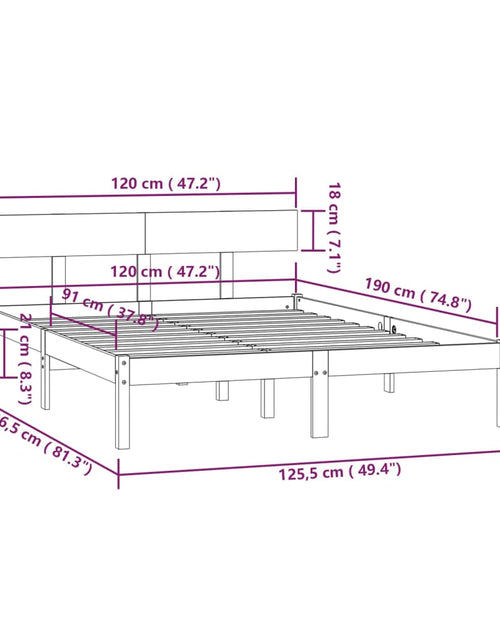 Încărcați imaginea în vizualizatorul Galerie, Cadru de pat UK mic dublu, alb, 120x190 cm, lemn masiv de pin - Lando
