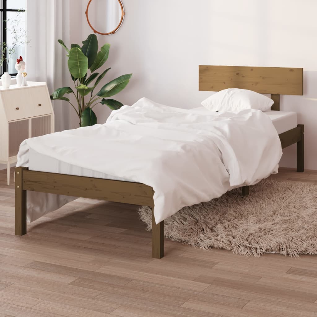 Cadru de pat, maro miere, 90x200 cm, lemn masiv de pin - Lando