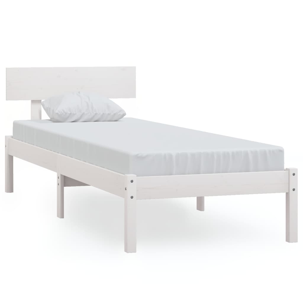 Cadru de pat, alb, 100x200 cm, lemn masiv de pin - Lando
