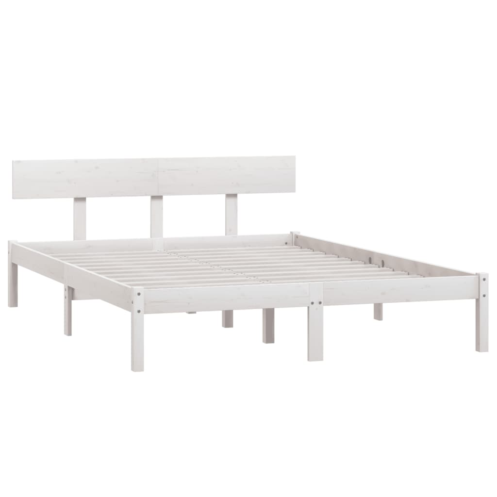 Cadru de pat, alb, 160x200 cm, lemn masiv de pin - Lando