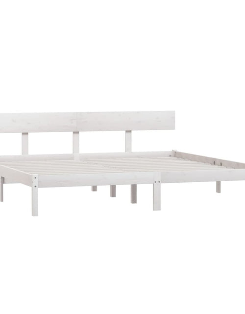 Încărcați imaginea în vizualizatorul Galerie, Cadru de pat UK Super King, alb, 180x200 cm, lemn masiv pin - Lando
