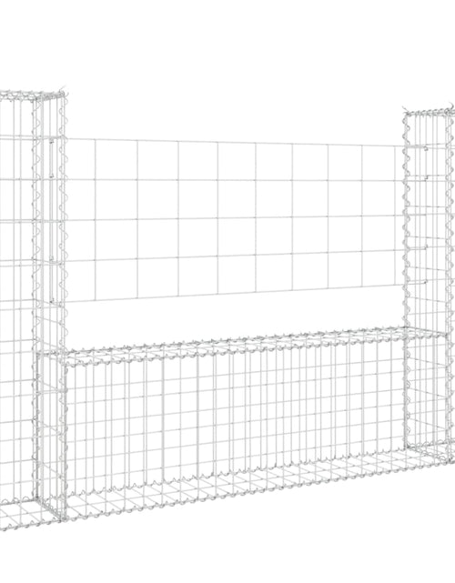 Загрузите изображение в средство просмотра галереи, Coș de gabion în formă de U, 2 stâlpi, 140x20x100 cm, fier Lando - Lando
