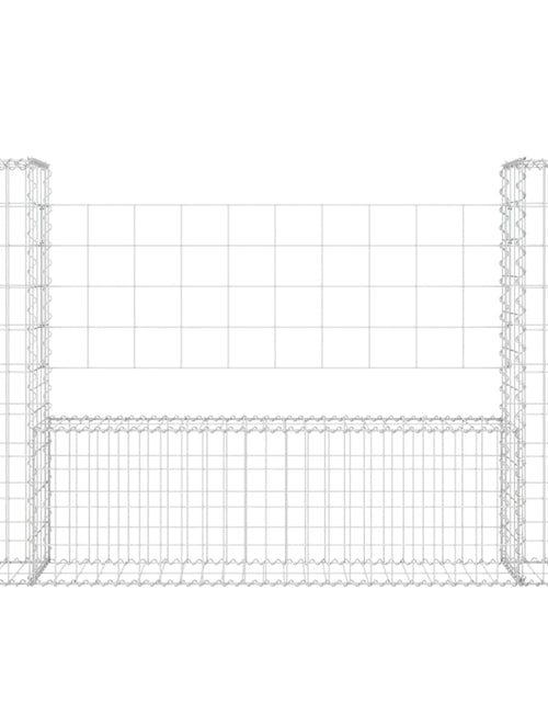 Загрузите изображение в средство просмотра галереи, Coș de gabion în formă de U, 2 stâlpi, 140x20x100 cm, fier Lando - Lando
