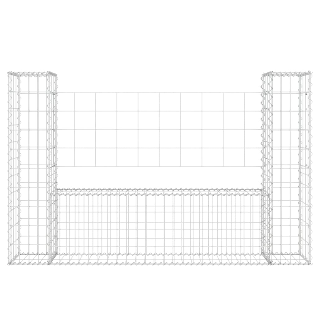 Coș de gabion în formă de U, 2 stâlpi, 140x20x100 cm, fier Lando - Lando