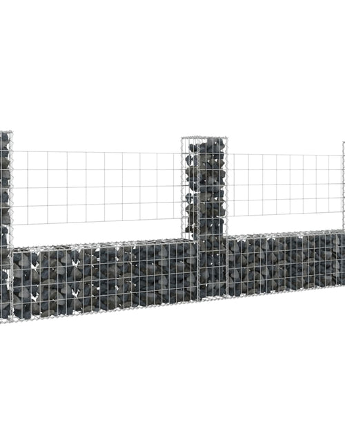 Încărcați imaginea în vizualizatorul Galerie, Coș gabion în formă de U cu 3 stâlpi, 260x20x100 cm, fier - Lando
