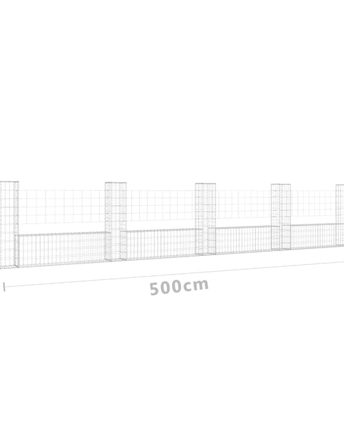 Încărcați imaginea în vizualizatorul Galerie, Coș de gabion în formă de U cu 5 stâlpi, 500x20x100 cm, fier Lando - Lando
