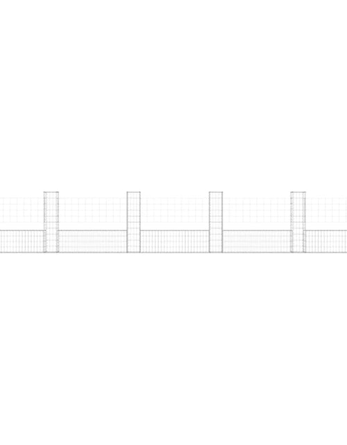 Încărcați imaginea în vizualizatorul Galerie, Coș gabion în formă de U cu 6 stâlpi, 620x20x100 cm, fier Lando - Lando
