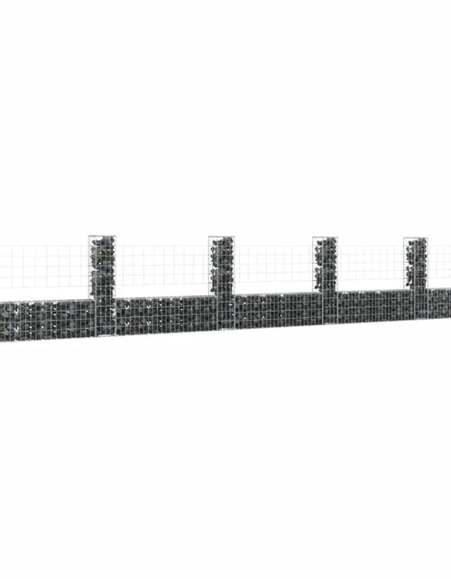 Încărcați imaginea în vizualizatorul Galerie, Coș gabion în formă de U cu 6 stâlpi, 620x20x100 cm, fier Lando - Lando
