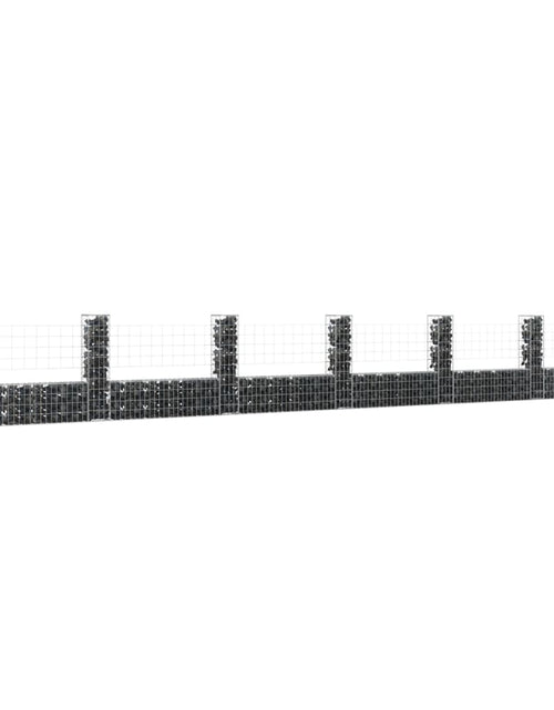Încărcați imaginea în vizualizatorul Galerie, Coș de gabion în formă de U cu 7 stâlpi, 740x20x100 cm, fier Lando - Lando
