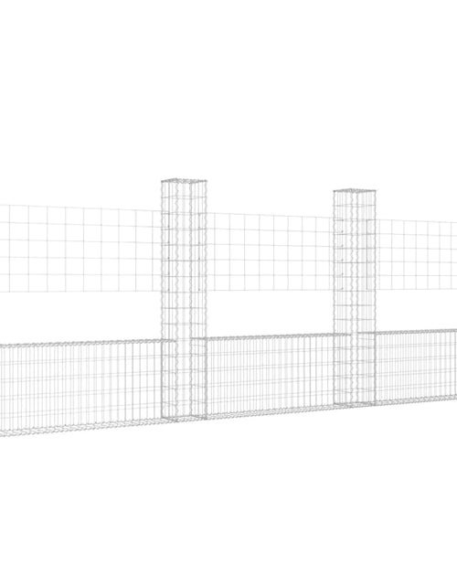Încărcați imaginea în vizualizatorul Galerie, Coș gabion în formă de U cu 4 stâlpi, 380x20x150 cm, fier Lando - Lando
