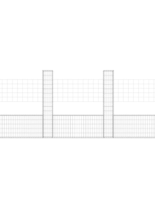 Încărcați imaginea în vizualizatorul Galerie, Coș gabion în formă de U cu 4 stâlpi, 380x20x150 cm, fier Lando - Lando
