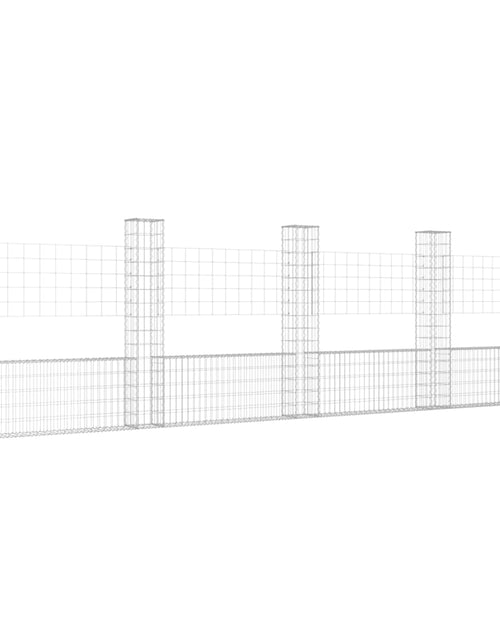 Încărcați imaginea în vizualizatorul Galerie, Coș gabion în formă de U cu 5 stâlpi, 500x20x150 cm, fier Lando - Lando
