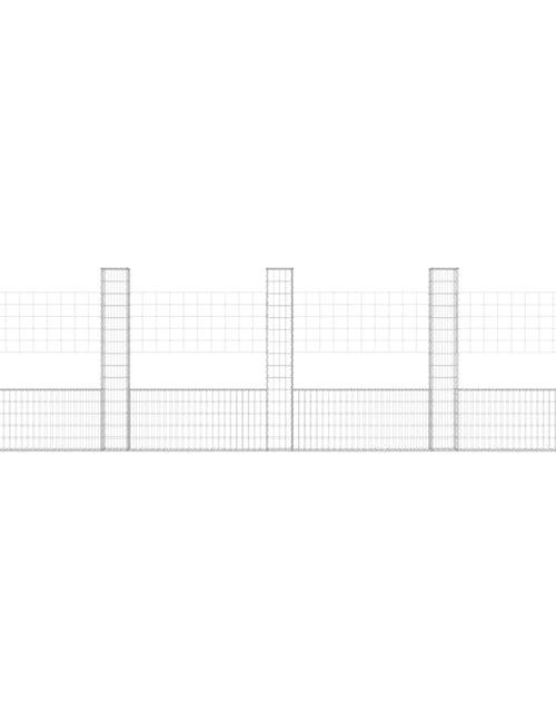Încărcați imaginea în vizualizatorul Galerie, Coș gabion în formă de U cu 5 stâlpi, 500x20x150 cm, fier Lando - Lando
