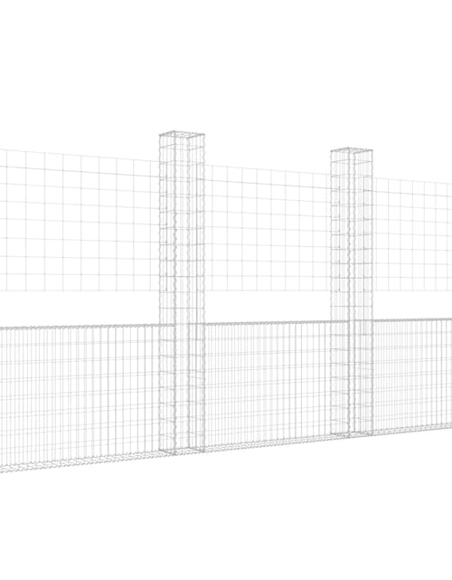 Încărcați imaginea în vizualizatorul Galerie, Coș gabion în formă de U cu 4 stâlpi, 380x20x200 cm, fier Lando - Lando
