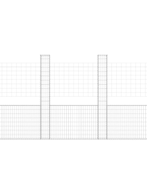 Загрузите изображение в средство просмотра галереи, Coș gabion în formă de U cu 4 stâlpi, 380x20x200 cm, fier Lando - Lando
