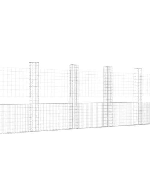 Încărcați imaginea în vizualizatorul Galerie, Coș gabion în formă de U cu 6 stâlpi, 620x20x200 cm, fier Lando - Lando
