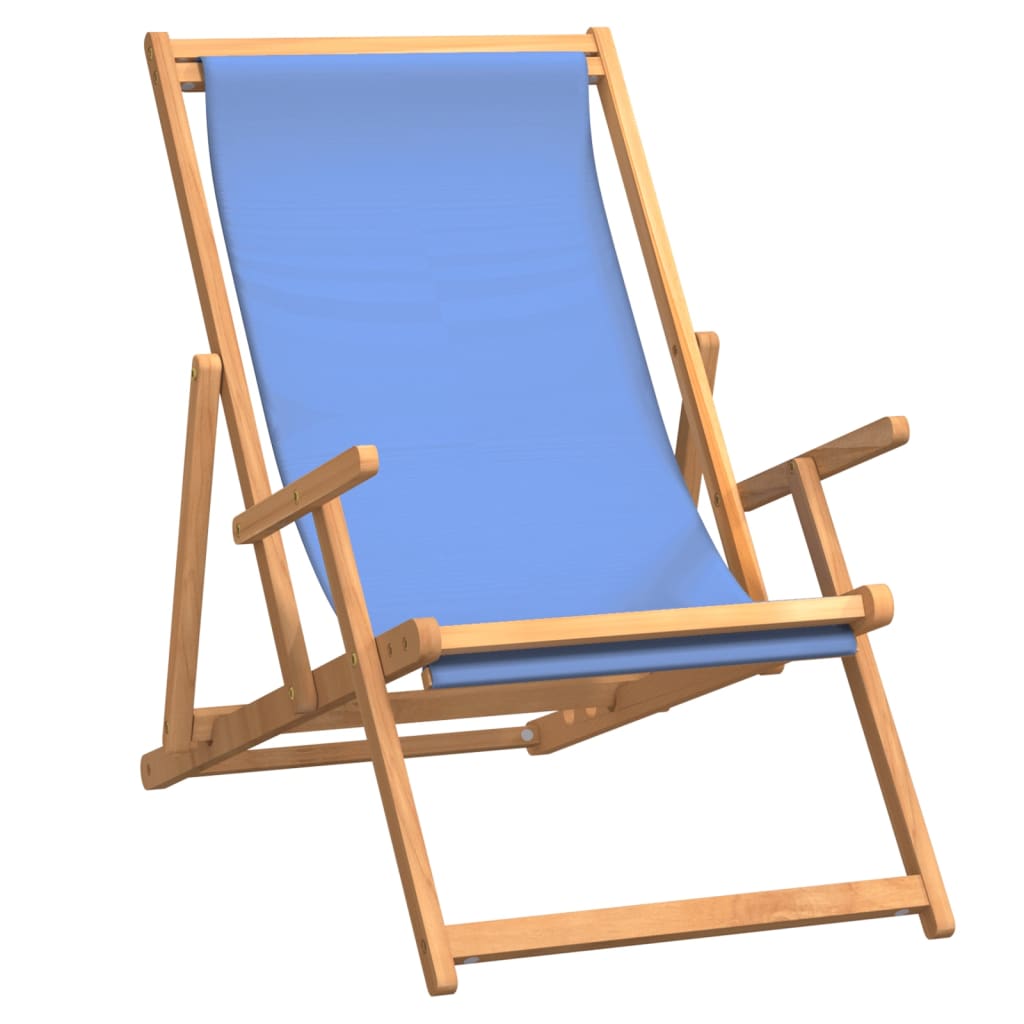 Scaun de plajă pliabil, albastru, lemn masiv de tec - Lando