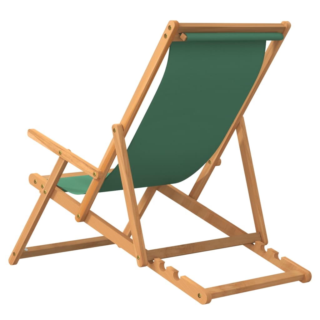 Scaun de plajă pliabil, verde, lemn masiv de tec - Lando
