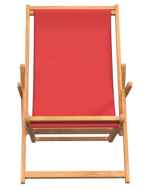Încărcați imaginea în vizualizatorul Galerie, Scaun de plajă pliabil, roșu, lemn masiv de tec - Lando
