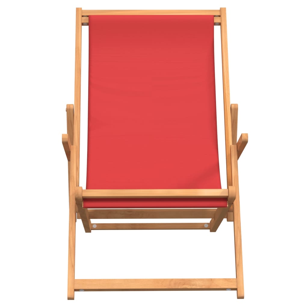 Scaun de plajă pliabil, roșu, lemn masiv de tec - Lando