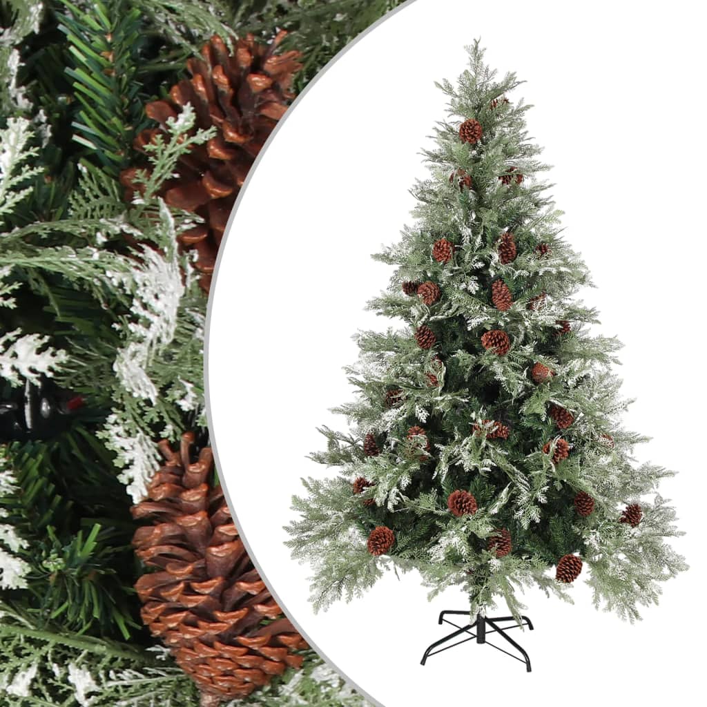 Brad de Crăciun cu conuri de pin, verde/alb, 150 cm, PVC&PE - Lando