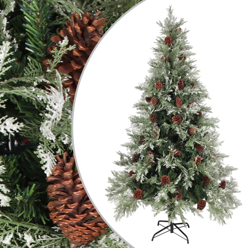 Brad de Crăciun cu conuri de pin, verde/alb, 195 cm, PVC&PE - Lando