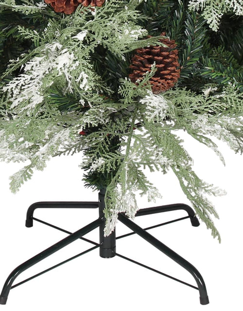 Încărcați imaginea în vizualizatorul Galerie, Brad de Crăciun cu conuri de pin, verde/alb, 195 cm, PVC&amp;PE - Lando
