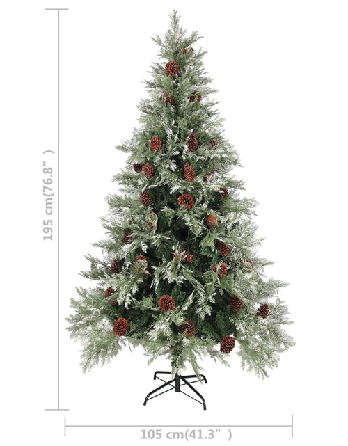 Încărcați imaginea în vizualizatorul Galerie, Brad de Crăciun cu conuri de pin, verde/alb, 195 cm, PVC&amp;PE - Lando
